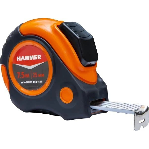 Ruleta Hammer. 7.5 m x 25 mm. Carcasa cauciucata. Cu autostop. image