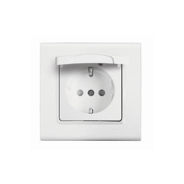 Priza cu impamintare. obturator protectie pentru copii si capac Linnera Viko by Panasonic. Alb image
