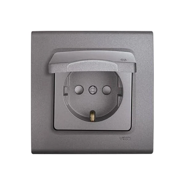 Priza cu impamintare. obturator protectie pentru copii si capac Linnera Life Viko by Panasonic. Gri image