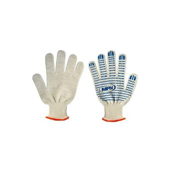 Manusi de lucru MPN. Tricot din bumbac. Insertii PVC. Albe. image