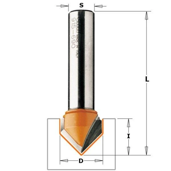Freza de canelat in forma de V CMT. D-38 I-28.5 L-63.5 S-8 image