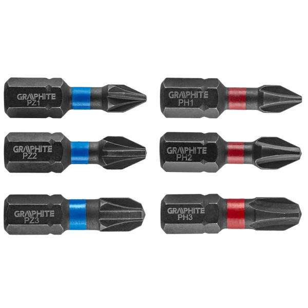 Biti de impact pentru insurubare 56H540 Graphite. PH1-PH3. PZ1-PZ3. 25 mm. 1/4". 6 buc. image
