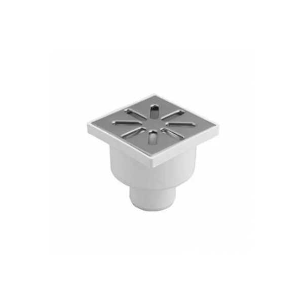 Gratar pentru teava de canalizare Aquer. Iesire dreapta. Grila de metal. Gri. d 50 mm. 100 x 100 mm. image