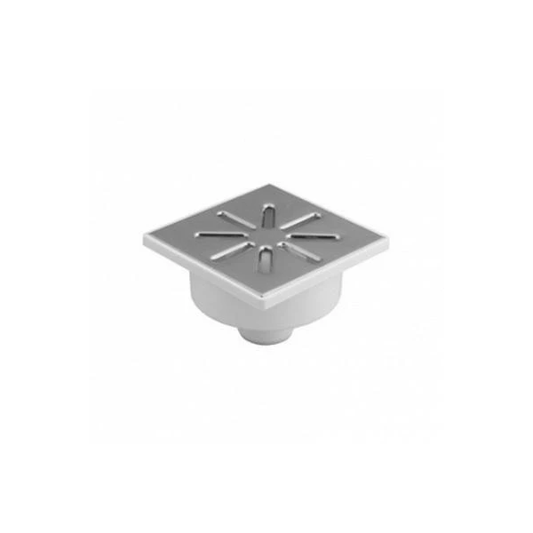 Gratar pentru teava de canalizare Aquer. Iesire dreapta. Grila de metal. Gri. d 50 mm. 150 x 150 mm. image