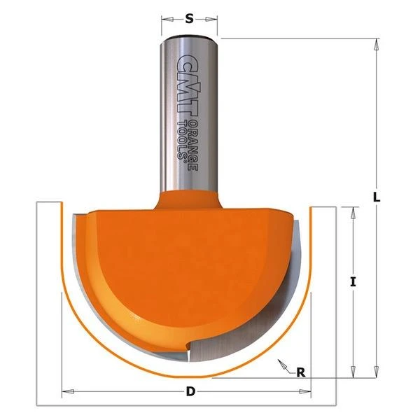 Freza pentru profilare margini, forma semicerc CMT. R-4.75 D-25.4 B-9.85 I-22 S-8 image