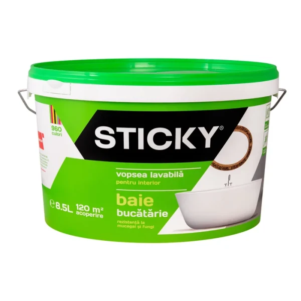 Vopsea, lavabila, baie si bucatarie, rezistenta la mucegai, 8.5 L, STICKY image