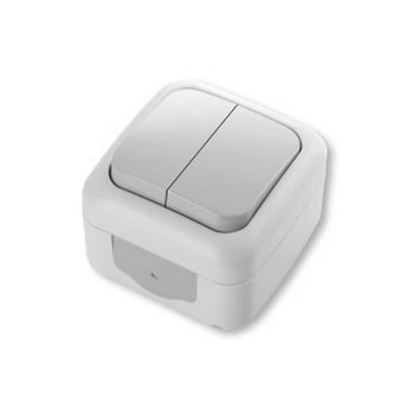 Intrerupator cu doua clape Palmiye Viko by Panasonic. Pentru exterior. Alb image