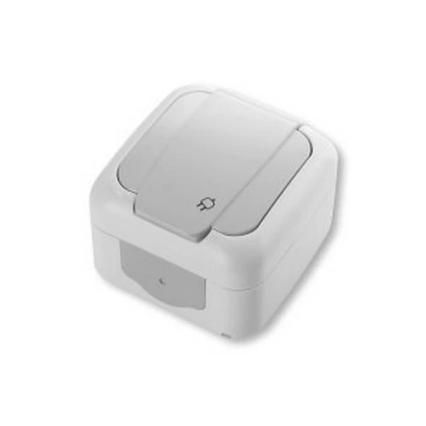 Priza cu impamintare si capac Palmiye Viko by Panasonic. Pentru exterior. Alb. 16 A. IP54. image