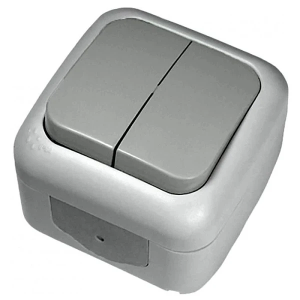 Intrerupator dublu pentru exterior, IP54, gri, Palmiye Viko image
