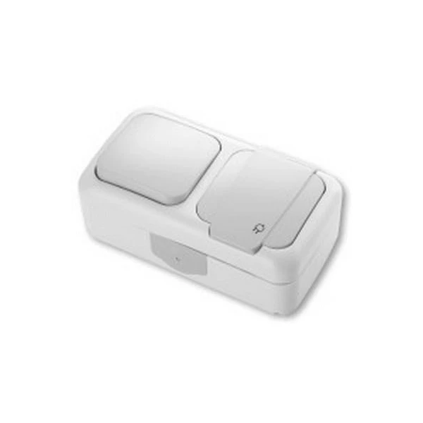 Intrerupator cu o clapa + Priza cu impamintare, IP54, alba, Palmiye Panasonic image