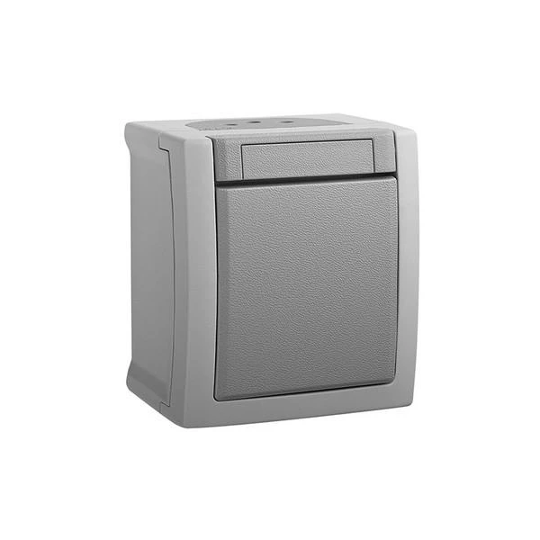 Intrerupator cu o clapa Pacific Viko by Panasonic. Pentru exterior. Gri. IP54. image