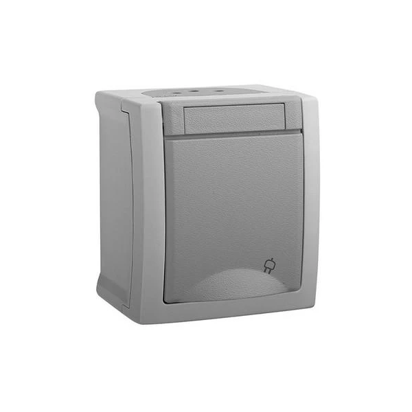 Priza cu impamintare si capac Pacific Viko by Panasonic. Pentru exterior. Gri image