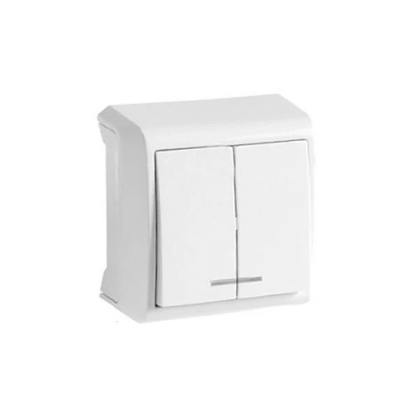 Intrerupator cu doua clape cu indicator luminos Vera Viko by Panasonic. Alb image