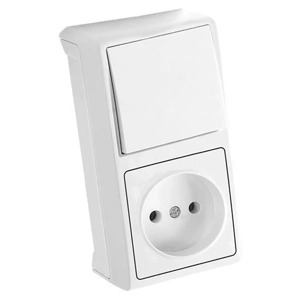 Intrerupator cu o clapa + Priza fara impamintare, alba, Vera Viko image