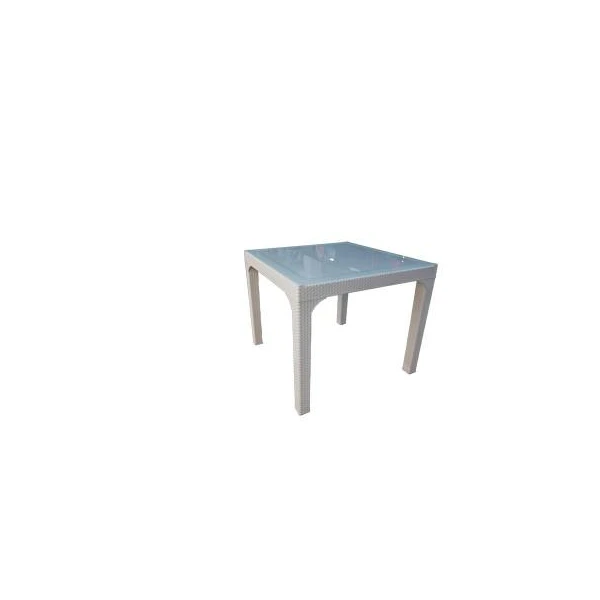 Masa din ratan, 90x90cm, alb, Comfort image