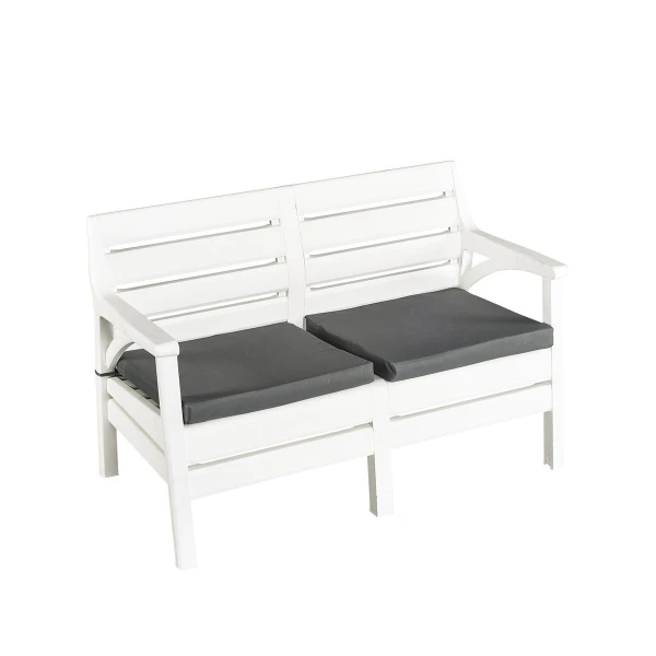 Canapea dubla cu scaune moi, 79x65x124 cm, alb image