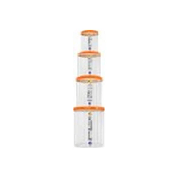 Set 4 recipiente pentru alimente vrac. Capac oranj. 0.65 l + 1 l + 1.5 l + 2 l. image