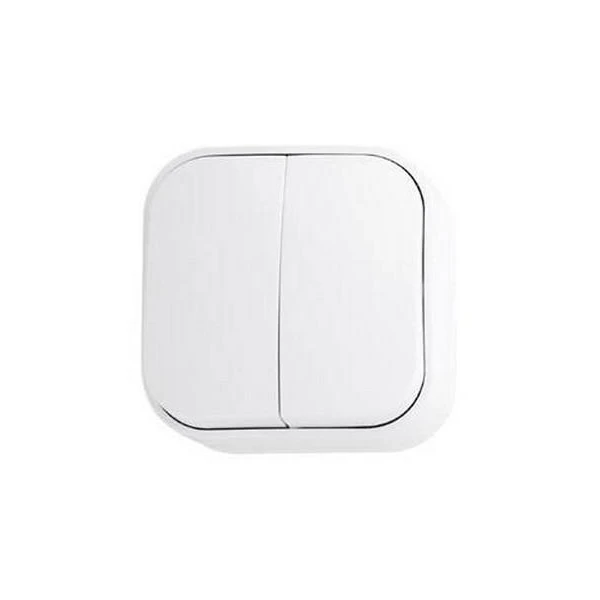 Intrerupator cu doua clape Eva Horoz. Pentru exterior. Alb. IP20. image