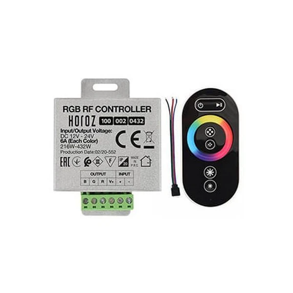 Controller RGB Horoz. 216 - 432 W. 12 - 24 V. 6 A. telecomanda neagra. image