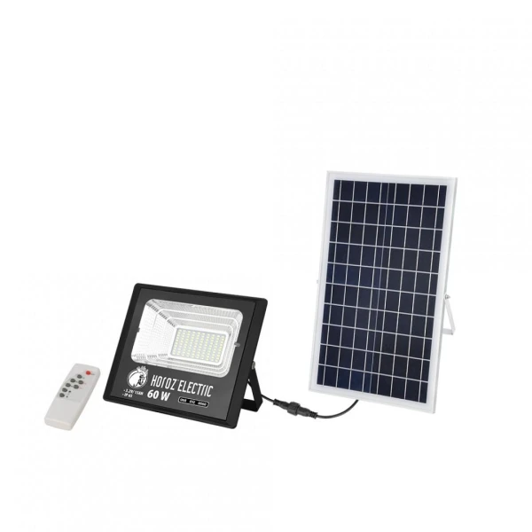 Proiector LED cu panou solar, 60 W, 625 lm, 6400 K, IP65, TIGER-60 Horoz image
