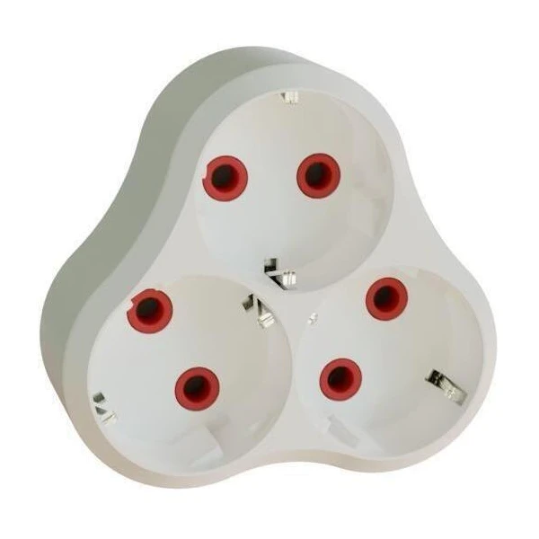 Triplu stecher cu impamantare, 16A, alb, Neomax image
