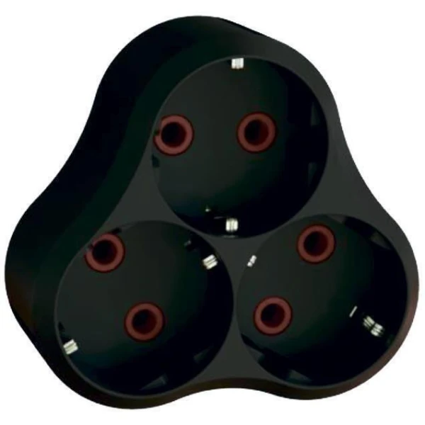 Triplu stecher cu impamantare, 16A, negru, Neomax image