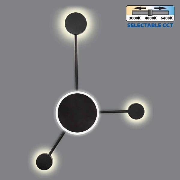 Corp de iluminat pe perete, 19 W, 3000-6400 K, 810 lm, negru, GEMINI Vivalux image