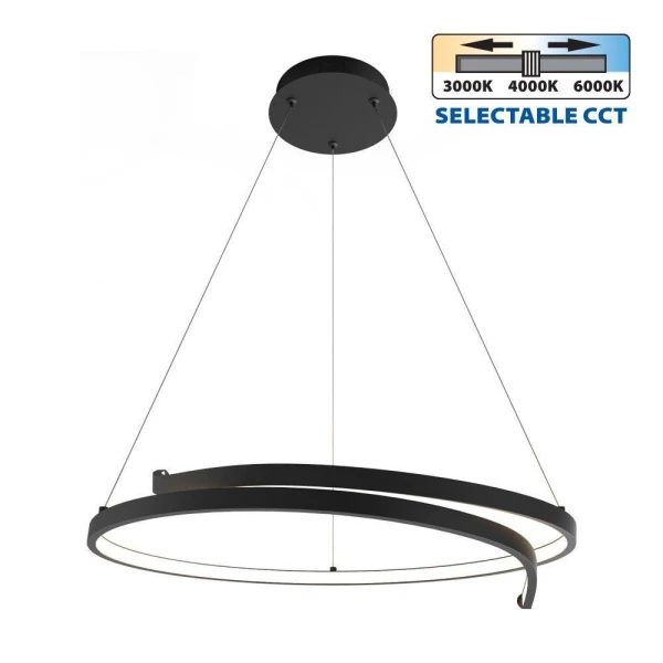 Lustra LED, 38 W, 3000-6400 K, 1614 lm, negru, CCT, OMICRON Vivalux image