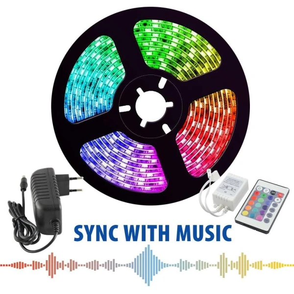 Set, banda RGB DJ 5m, 1m/60led-7,2W + adaptor + controller, Vivalux image