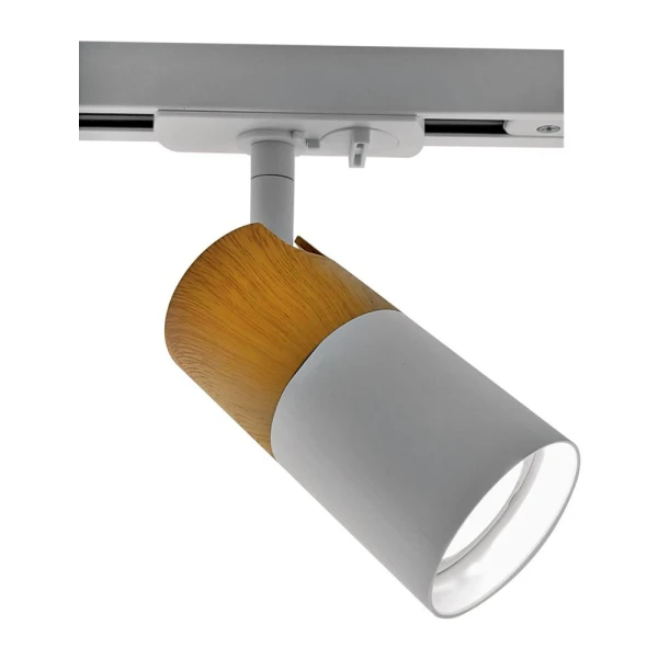 Proiector LED pe sina, GU10, lemn/alb, WOODY Vivalux image