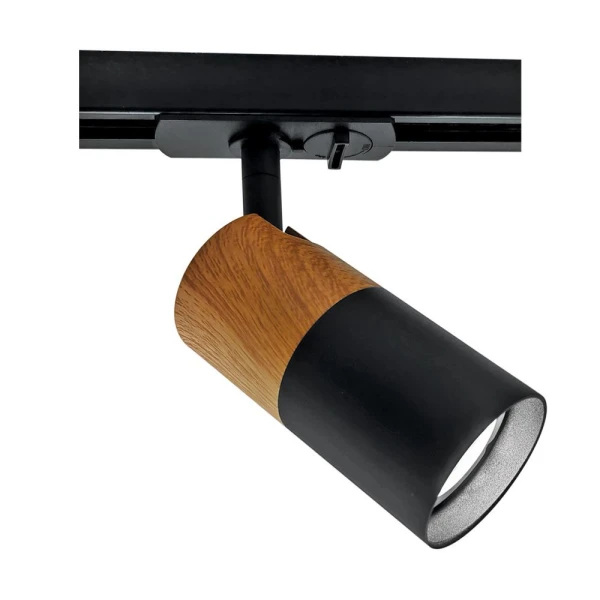 Proiector LED pe sina, GU10, lemn/negru, WOODY Vivalux image