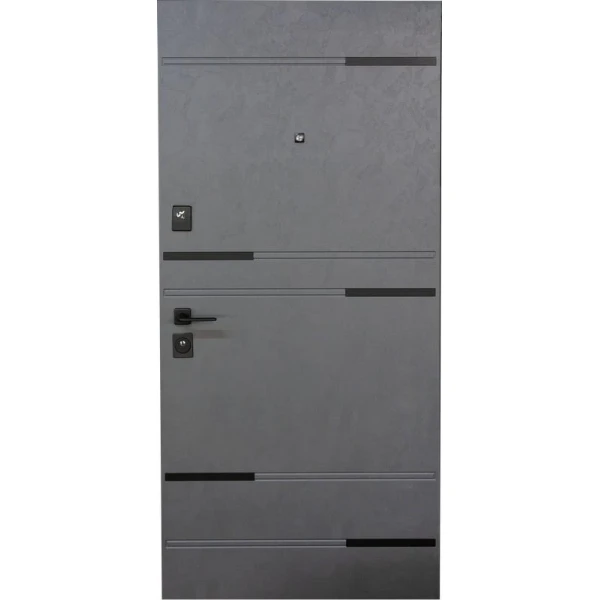 Usa metalica, 960x2000 mm, dreapta, Skandi, ELEGANCE, ciment marengo/piele alba neted image