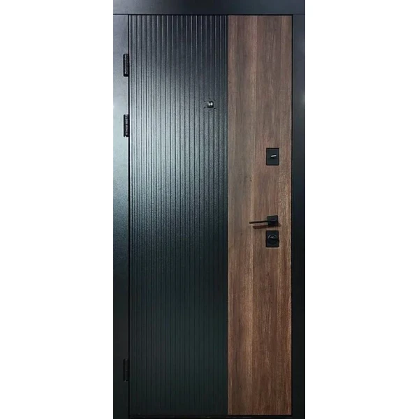 Usa metalica, 960x2000 mm, dreapta, Dior, LUX, piele neagra-stejar tutun/piele alba image
