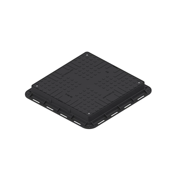 Capac plastic negru patrat pentru gradina, cu 4 lacate A15 (700x700x80) image