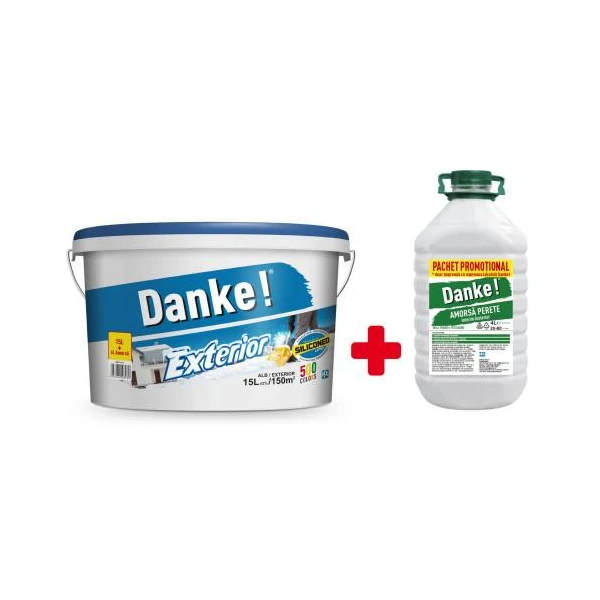 Vopsea pentru exterior, alba, 15 l,  DANKE + 4l grund image