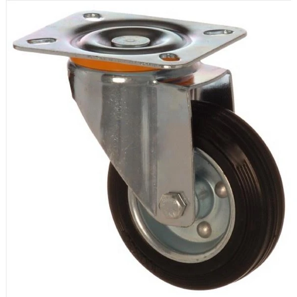 Roata pivotanta din cauciuc cu fixare pe bolt si platforma, d 100mm image