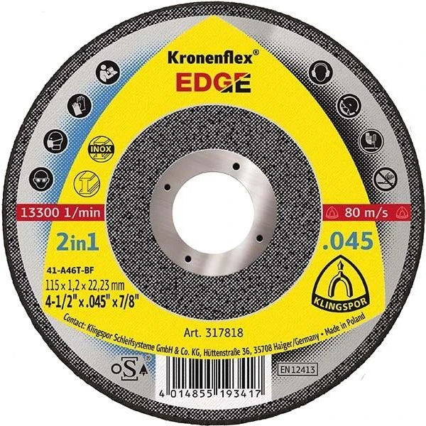 Disc de debitare Kronenflex Edge 2 in 1. 125 x 1.2 x 22.23 mm. KLINGSPOR image