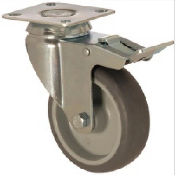 Roata pivotanta din polipropilena cu frana si fixare pe bolt, d 100mm, 02 image