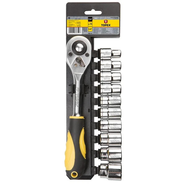 Set capete tubulare cu clichet 1/2" Topex 38D652. 190 mm. 11 buc. image