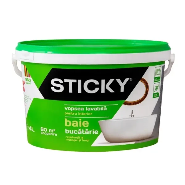 Vopsea, lavabila, baie si bucatarie, rezistenta la mucegai, 4 L, STICKY image