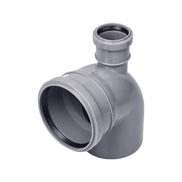 Cot PP pentru canalizare Turplast-Bis. Drept.  d 110 x 50 mm. 90 grade. Gri. image