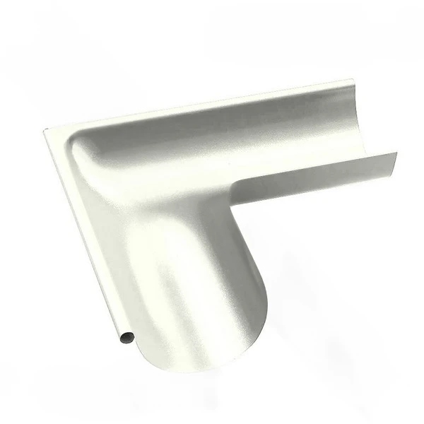 Coltar jgheab pentru sistem pluvial Bilka. Interior. Metal. 90 grade. d 125 mm. Alb RAL9010. image