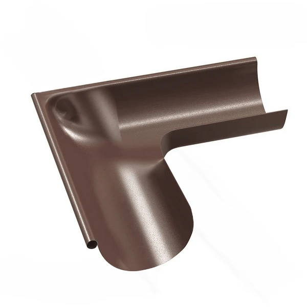 Coltar jgheab pentru sistem pluvial Bilka. Exterior. Metal. 90 grade. d 125 mm. Maro RAL8017. image