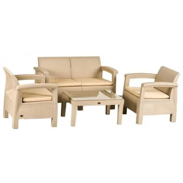 Set mobilier terasa, canapea dubla + 2 fotolii + masa, 78 x 58 x 38 cm, cappuccino, Toscana image
