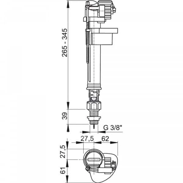 Flotor cu alimentare inferioara Alcaplast. A18 3/8". Filet metalic. image