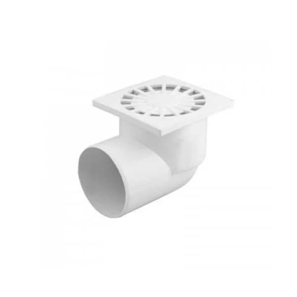 Gratar pentru teava de canalizare Aquer. Iesire in laterala. PVC. Alb. d 110 mm. 150 x 150 mm. image