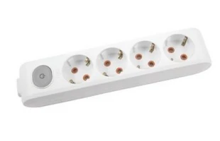 Bloc 4 prize cu impamintare si buton de pornire/ oprire Multi- Let Viko by Panasonic. Alb image
