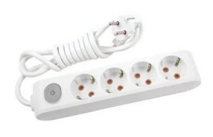 Prelungitor cu 4 prize cu impamintare si buton de pornire / oprire Multi - Let Viko by Panasonic. 3 m. Alb image