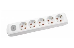Bloc 5 prize cu impamintare si buton de pornire/ oprire Multi- Let Viko by Panasonic. Alb image