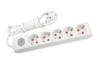 Prelungitor cu 5 prize cu impamintare si buton de pornire / oprire Multi - Let Viko by Panasonic. 3 m. Alb image